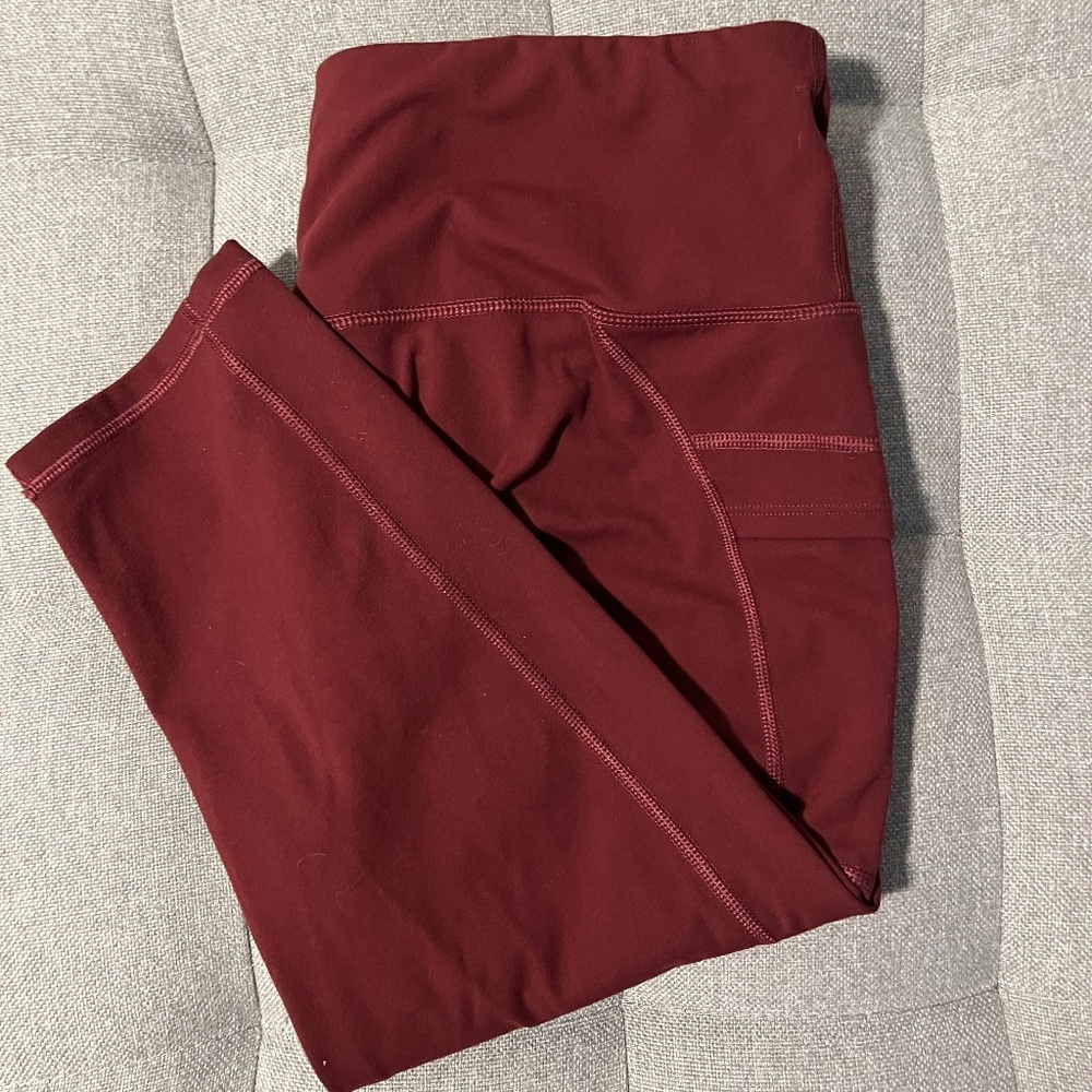 LifeSky Crop Legging POCKETS Burgundy Women XXL